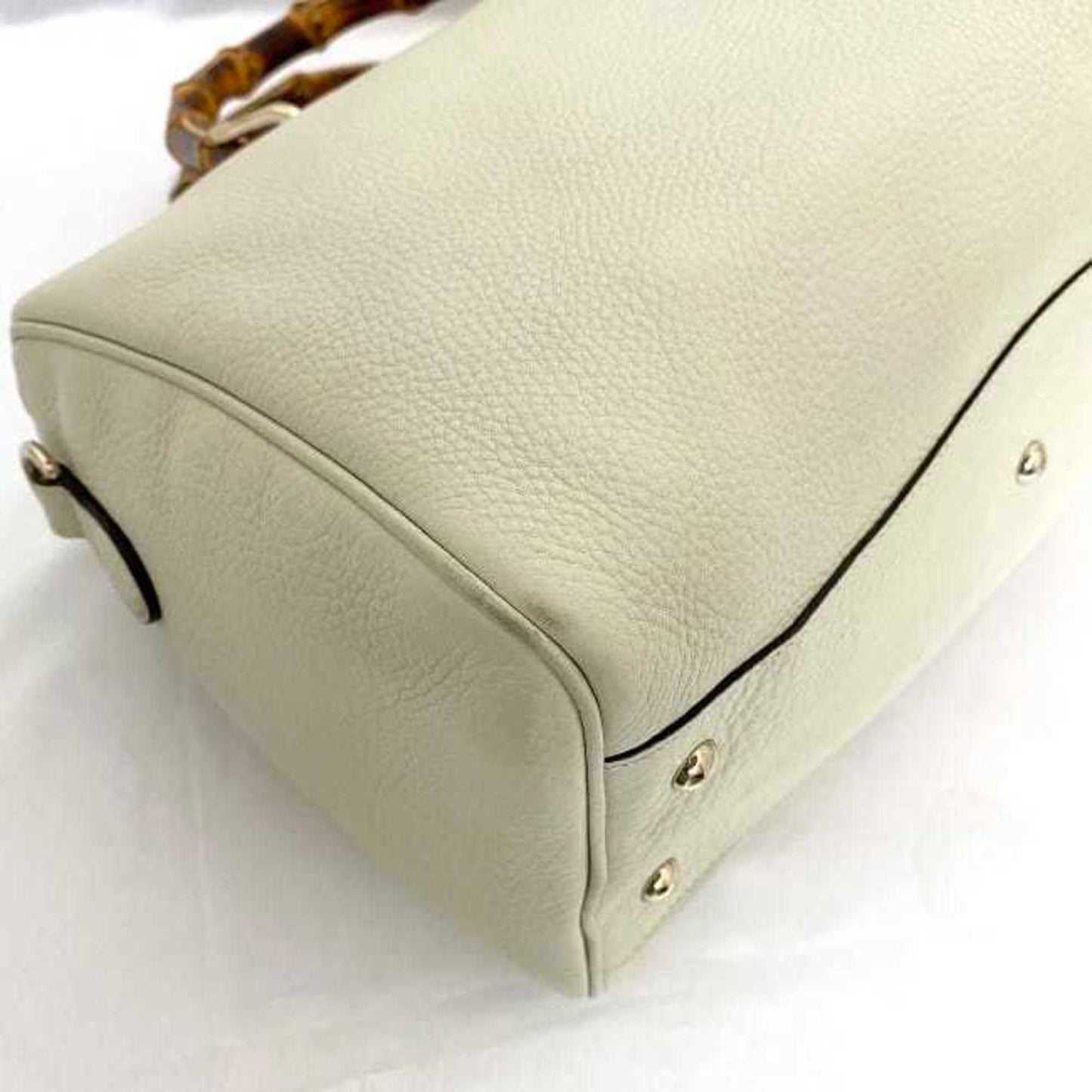 Gucci White Leather Bamboo