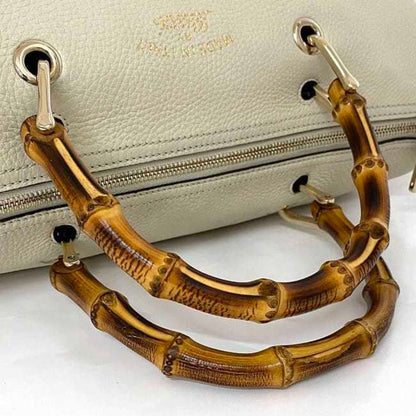 Gucci White Leather Bamboo