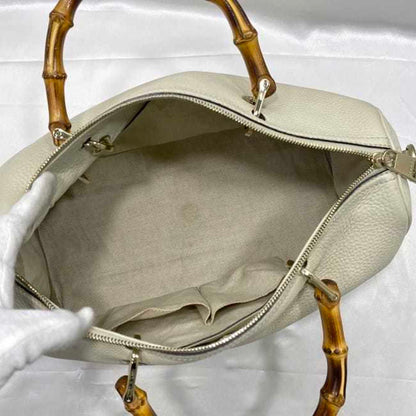 Gucci White Leather Bamboo
