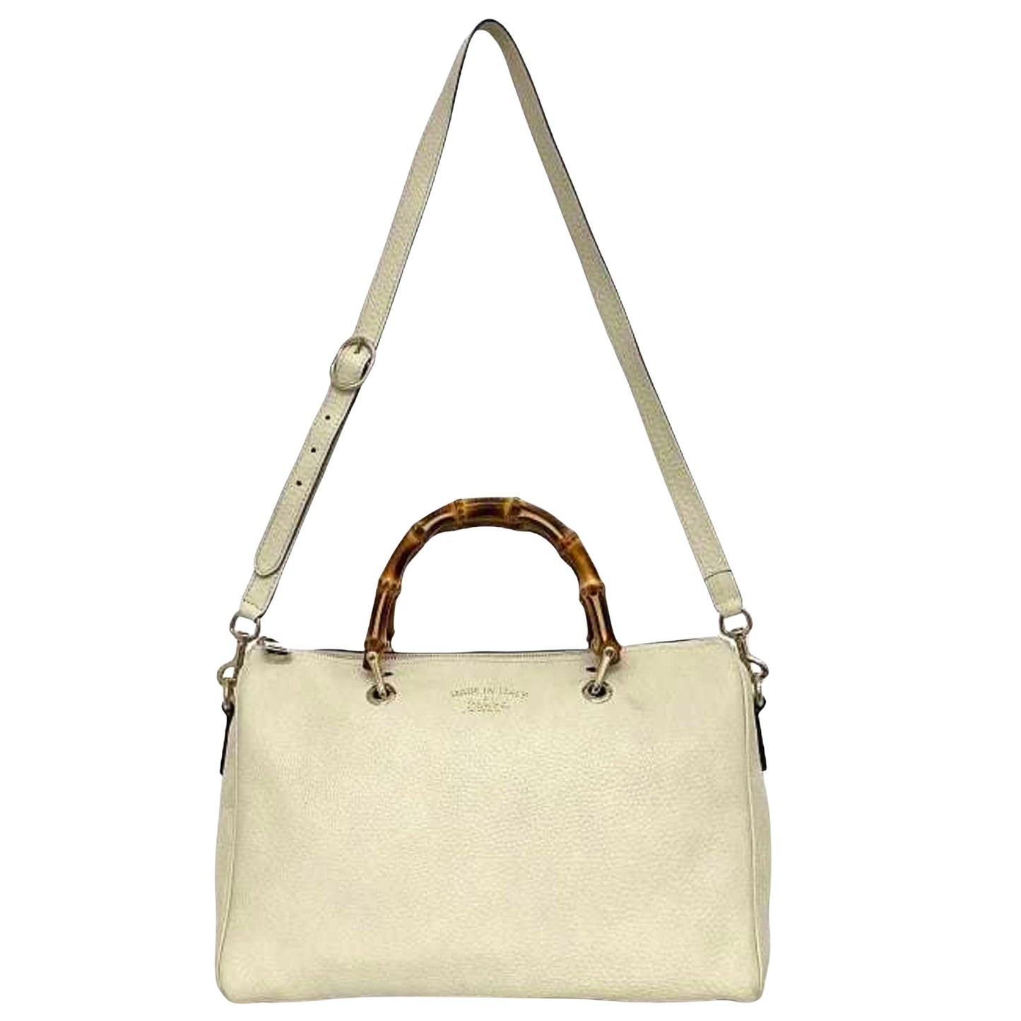 Gucci White Leather Bamboo