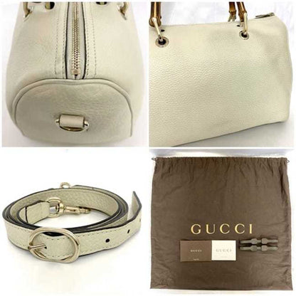 Gucci White Leather Bamboo