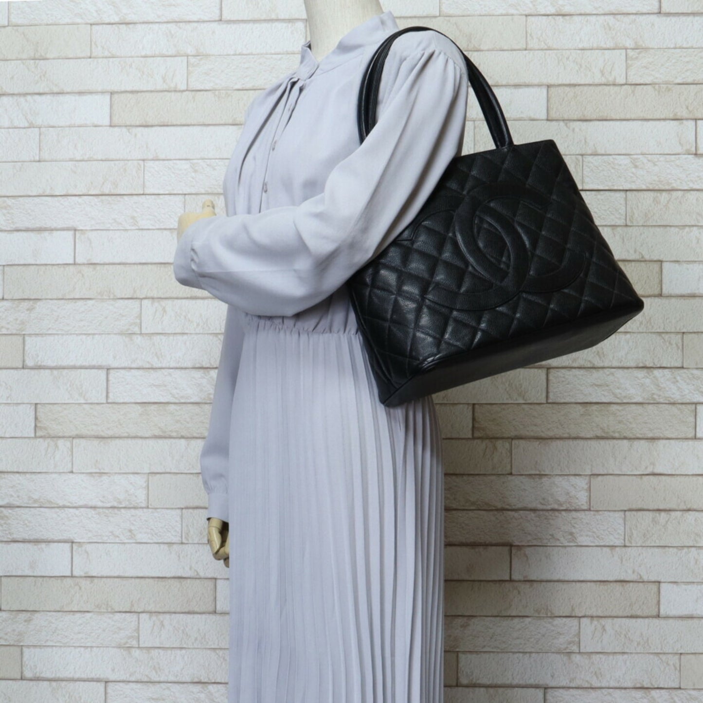 Chanel Black Leather Medaillon