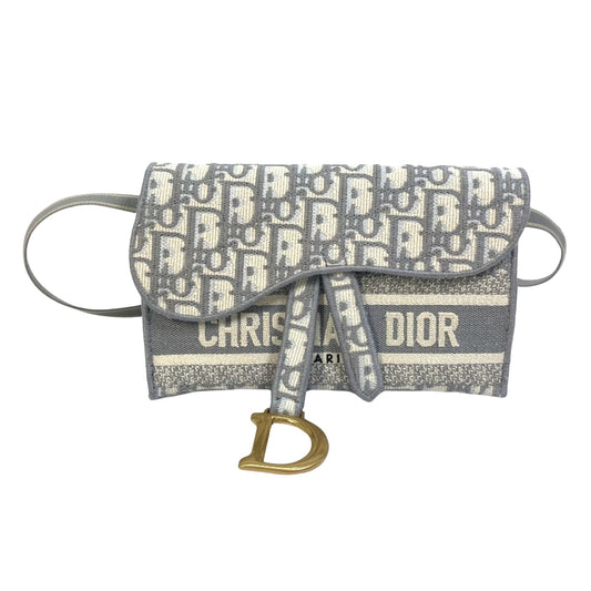 Dior Gray Canvas Saddle Dior Oblique