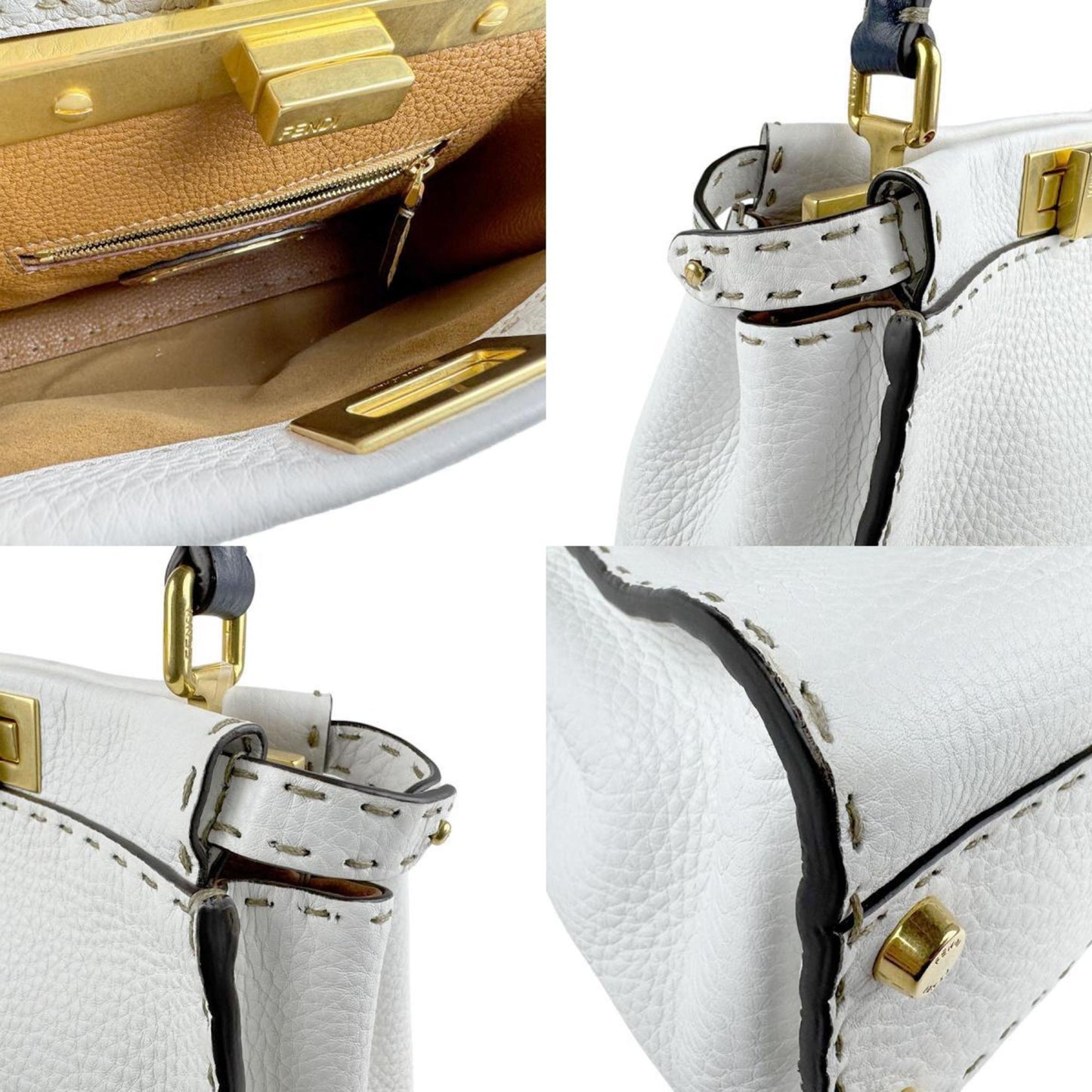 Fendi White Leather Peekaboo