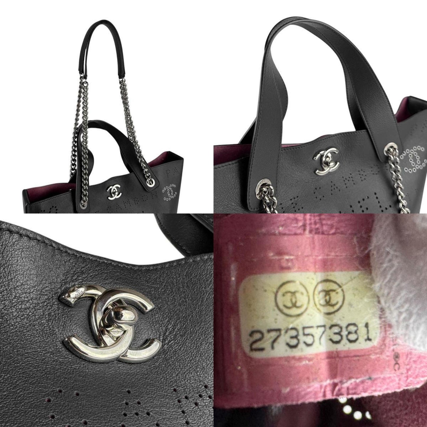 Chanel Black Leather Shopping