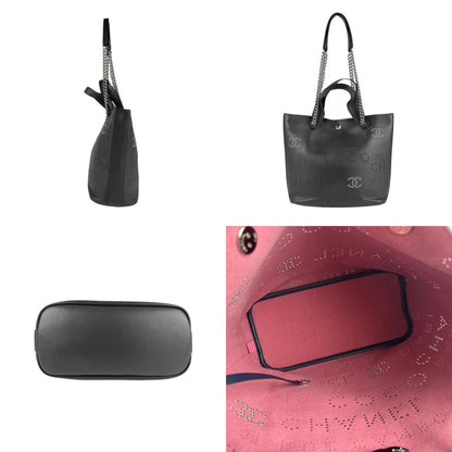 Chanel Black Leather Shopping