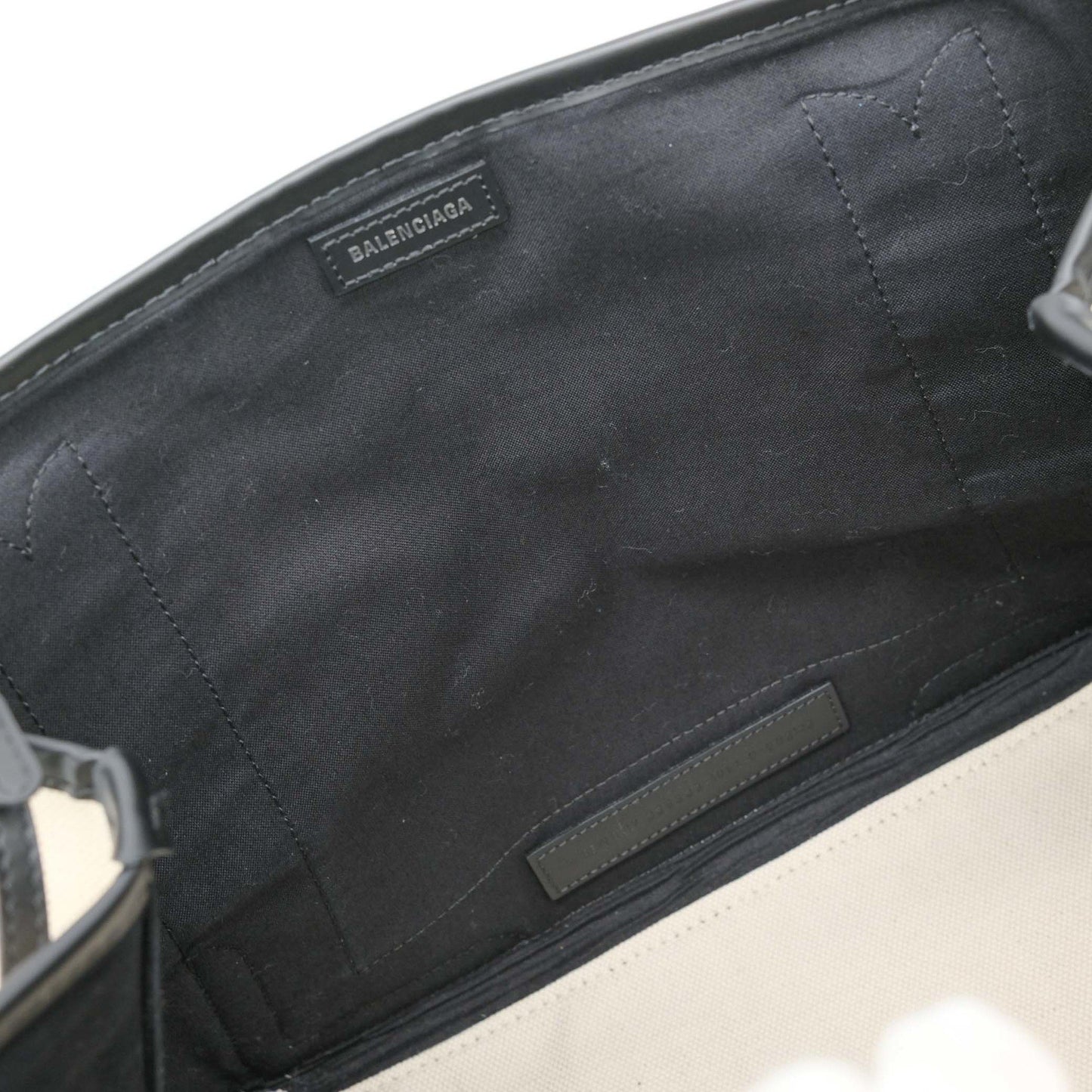 Balenciaga Brown Canvas Navy Cabas