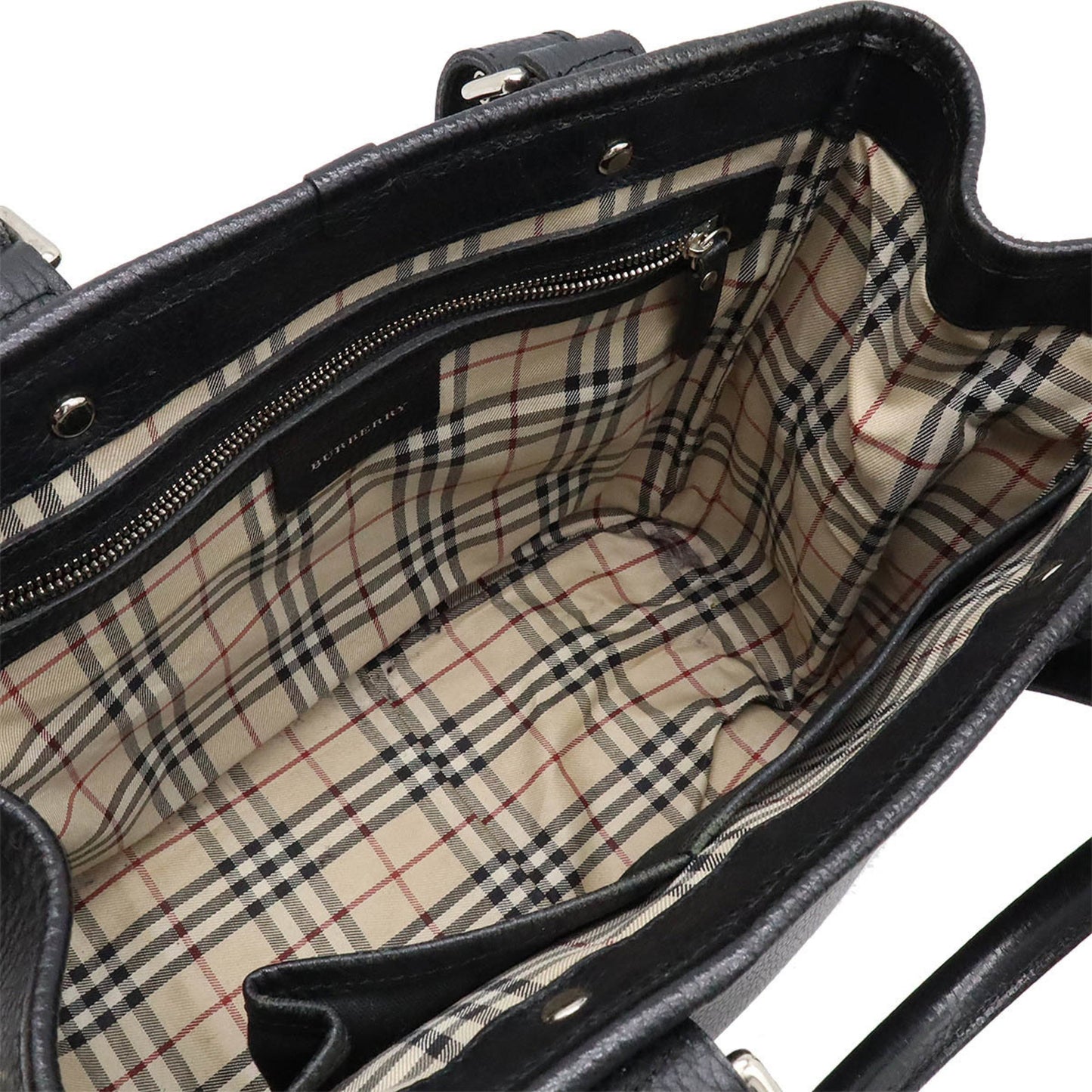 Burberry Black Leather Nova Check