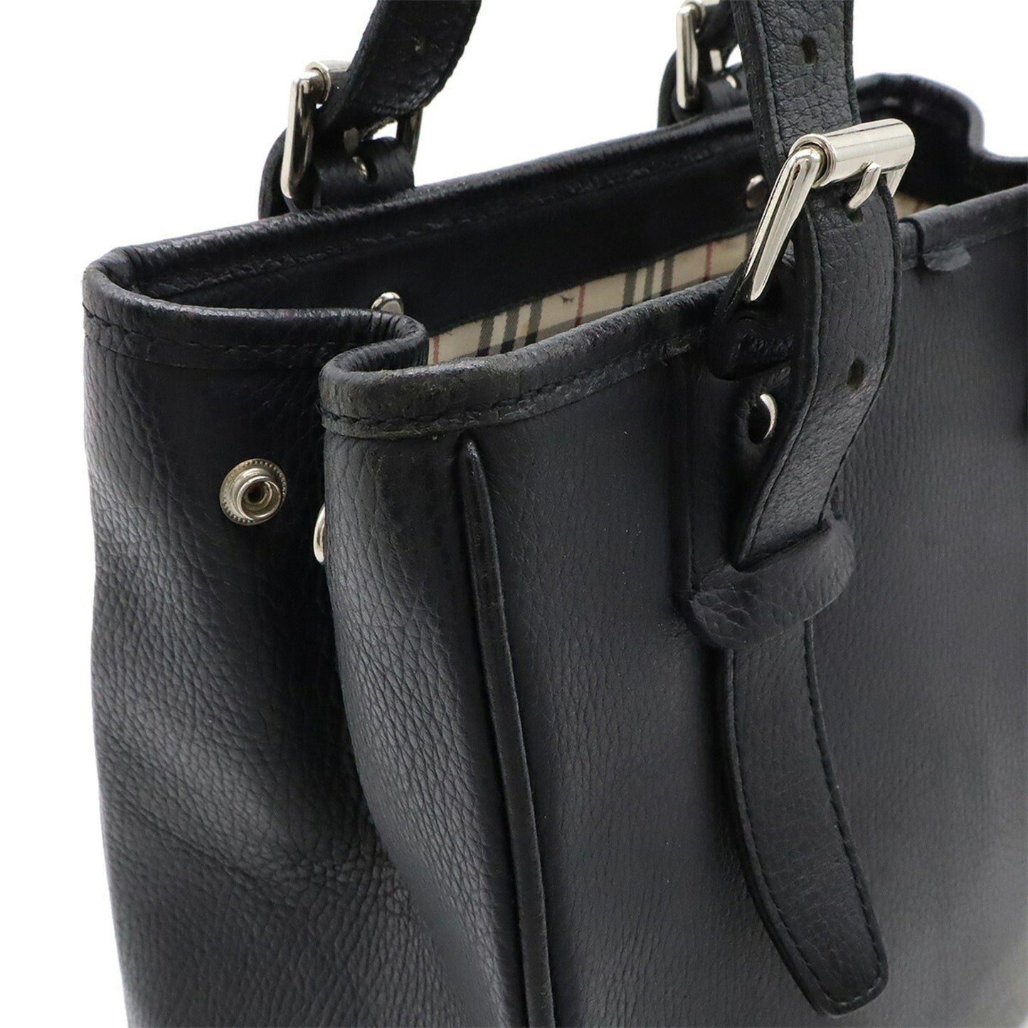 Burberry Black Leather Nova Check