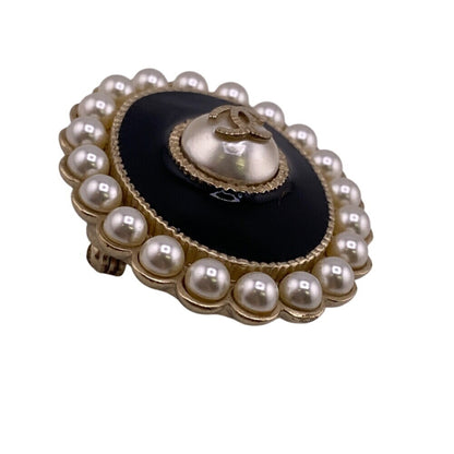 Chanel Black Gold Plated Coco Mark