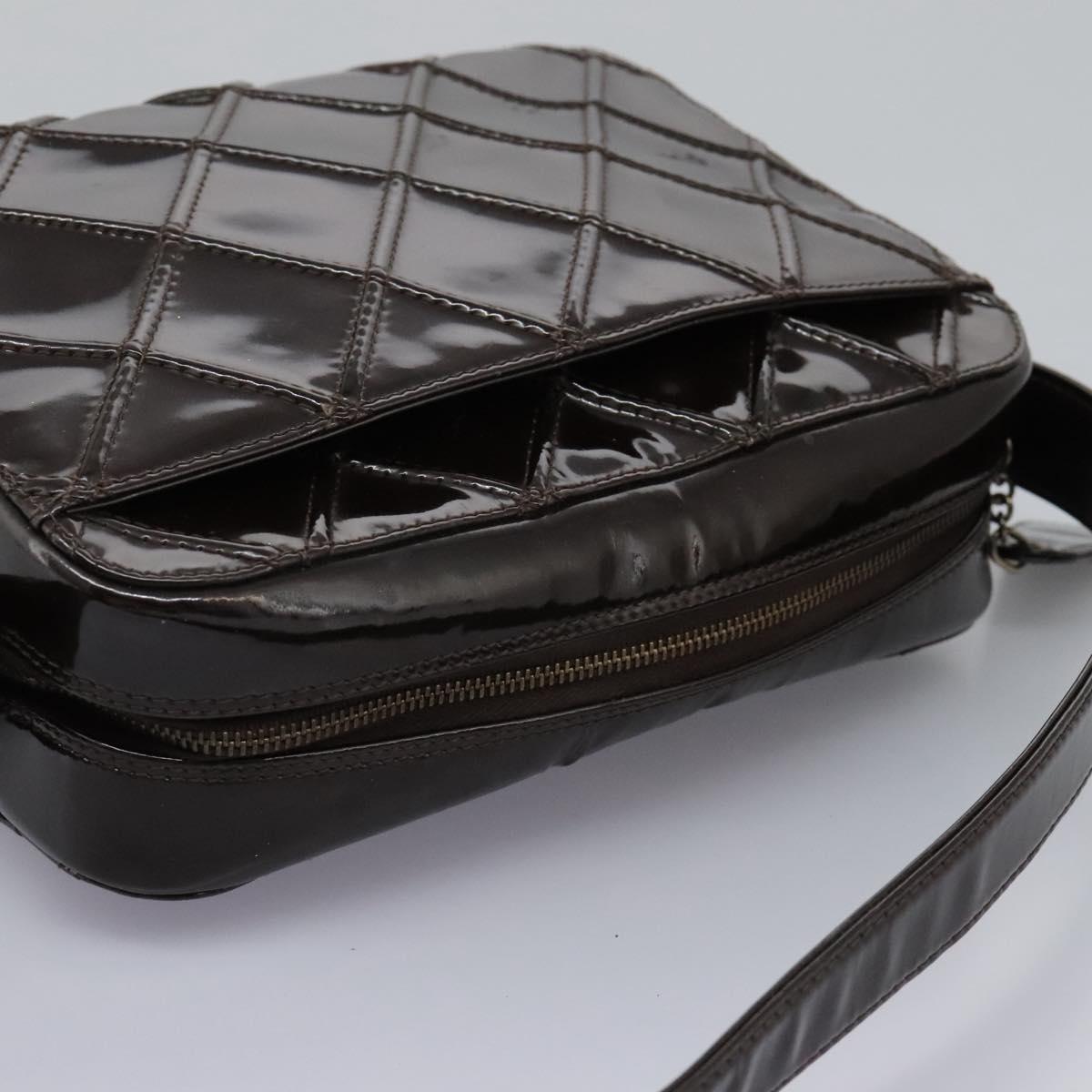 Chanel Brown Patent Leather Camera