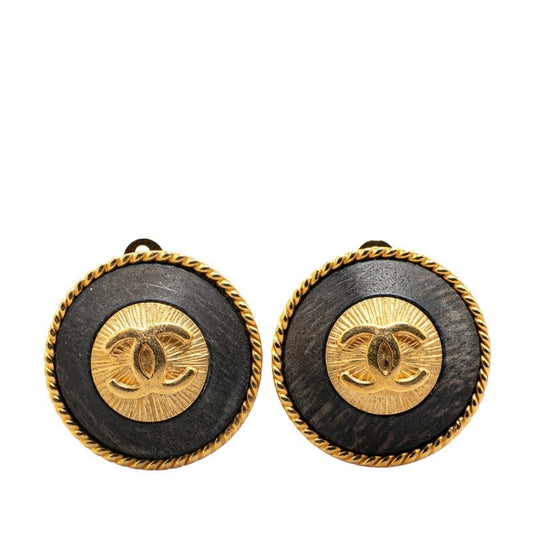 Chanel Brown Gold Plated Coco Mark
