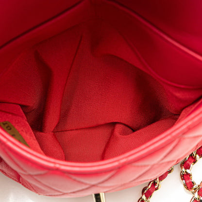 Chanel Red Leather Backpack