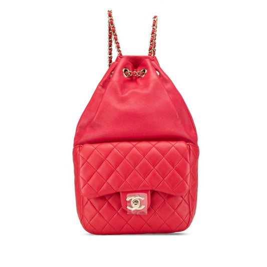 Chanel Red Leather Backpack