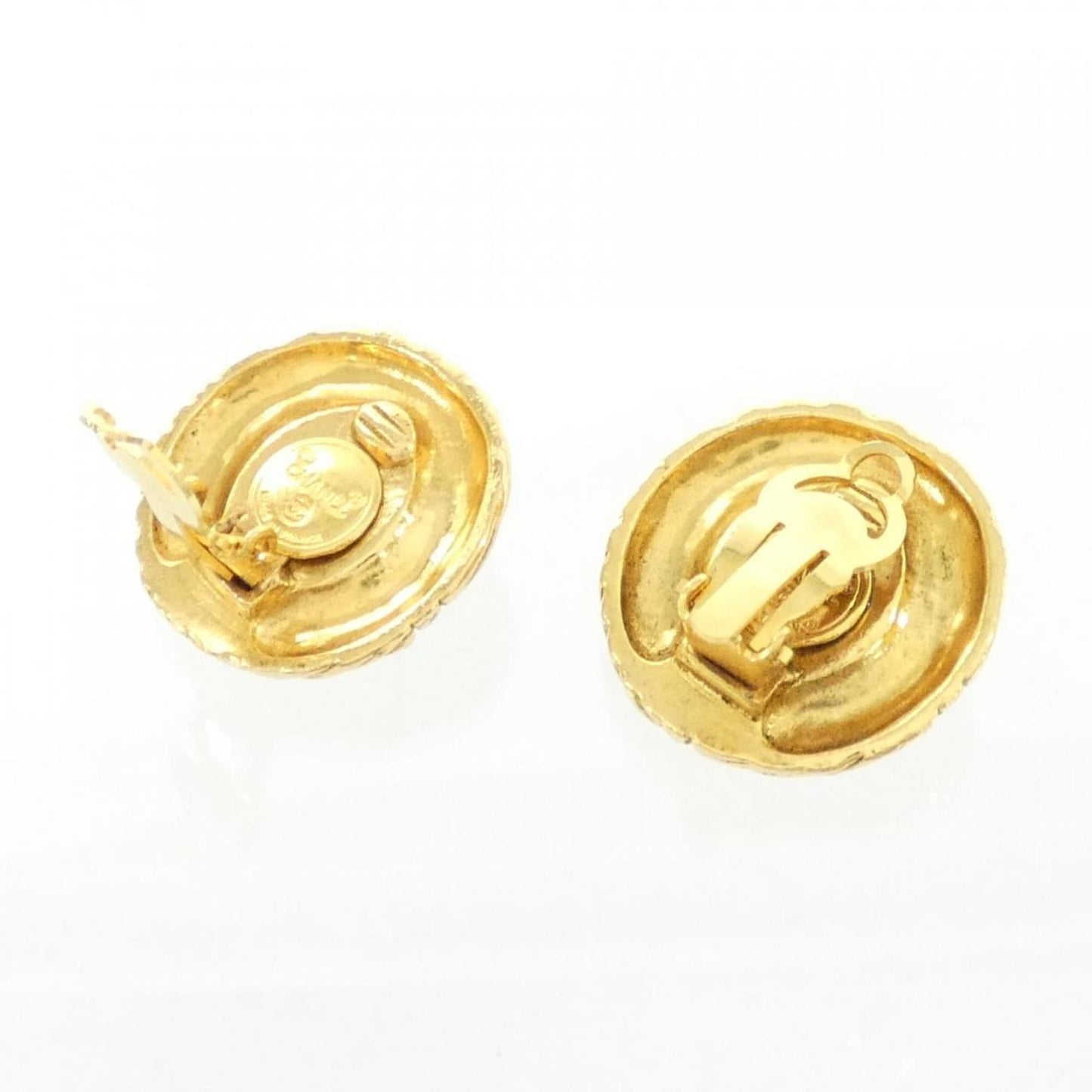 Chanel Gold Gold Plated Round Earrings
