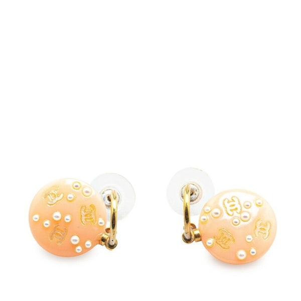Chanel Gold Gold Plated Round Earrings