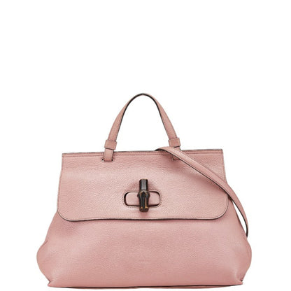 Gucci Pink Leather Bamboo Daily