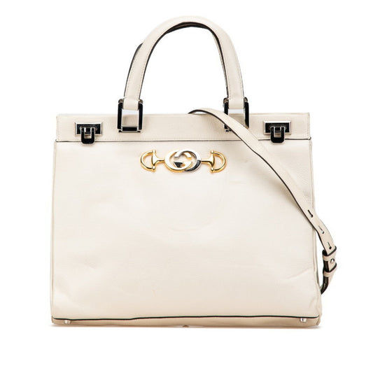 Gucci White Leather Horsebit