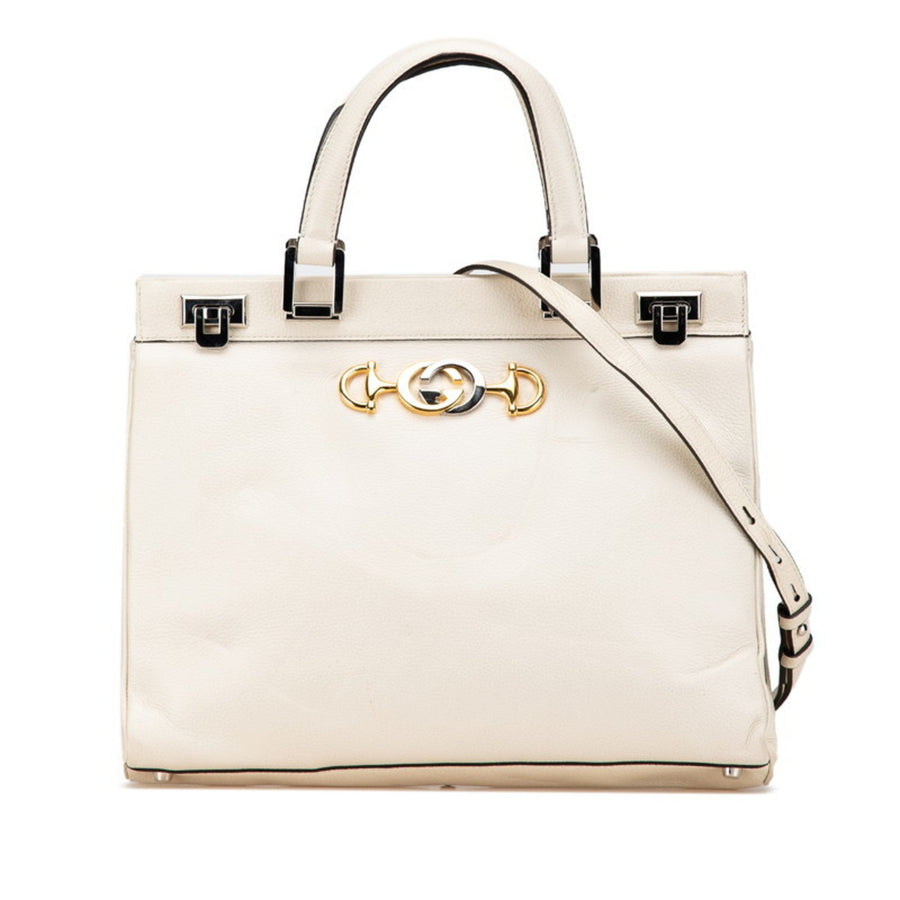 Gucci White Leather Horsebit