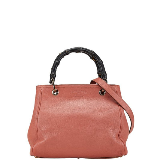 Gucci Pink Leather Bamboo