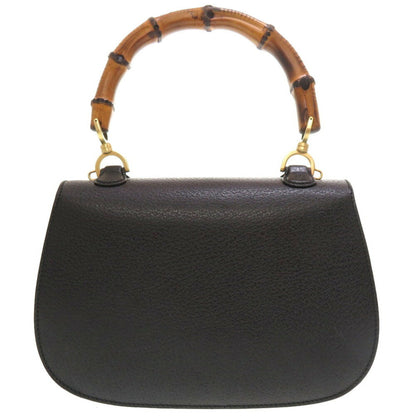 Gucci Black Leather Bamboo