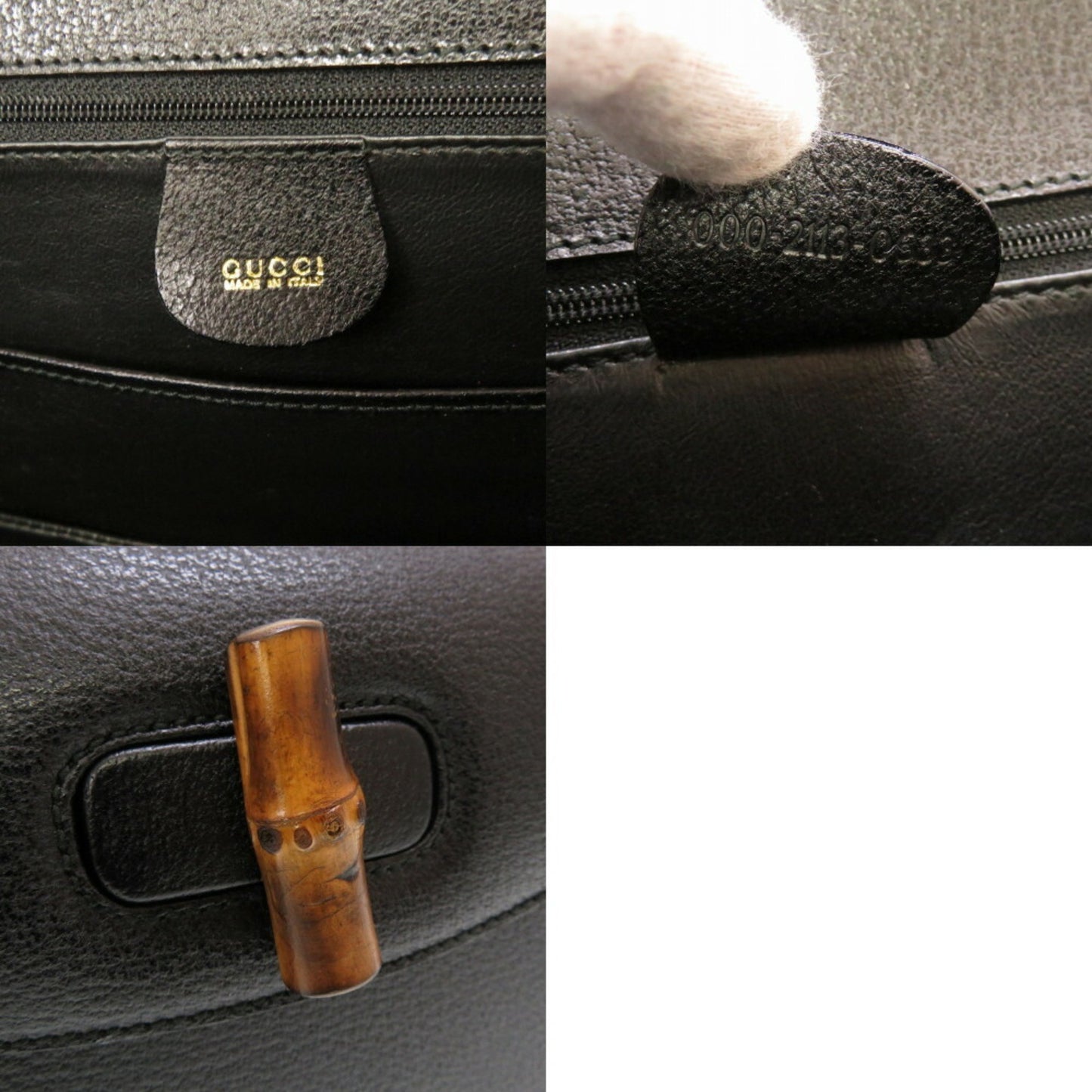 Gucci Black Leather Bamboo