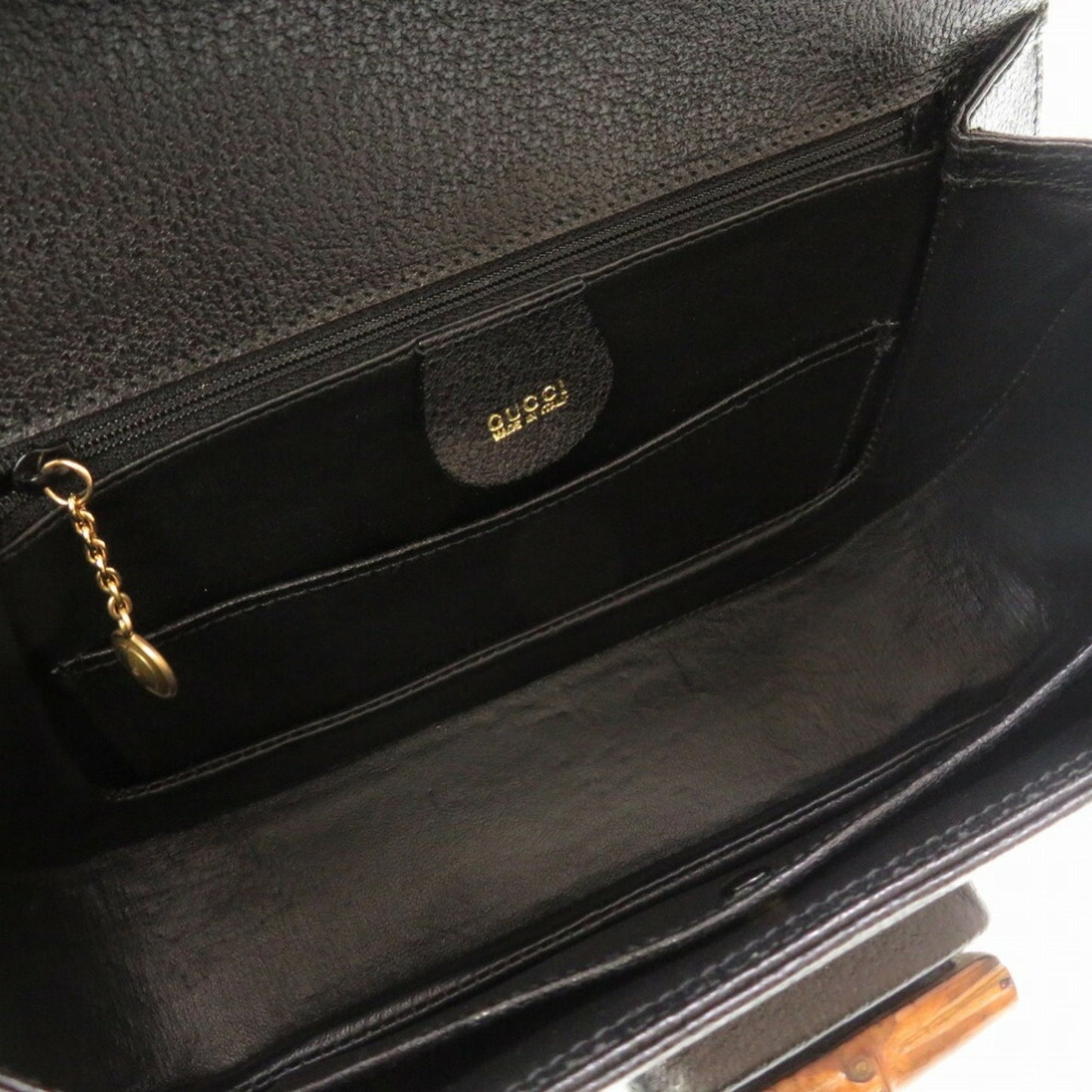 Gucci Black Leather Bamboo