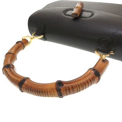 Gucci Black Leather Bamboo