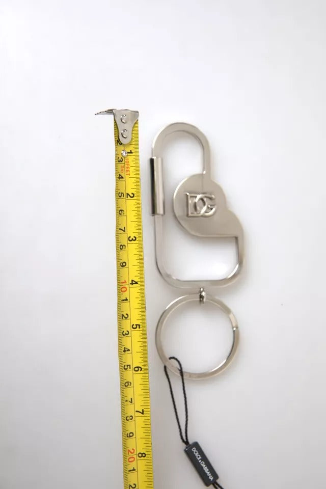 Dolce & Gabbana Silver Tone Brass Metal Dg Logo Engraved Keyring Keychain