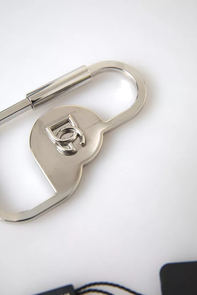 Dolce & Gabbana Silver Tone Brass Metal Dg Logo Engraved Keyring Keychain