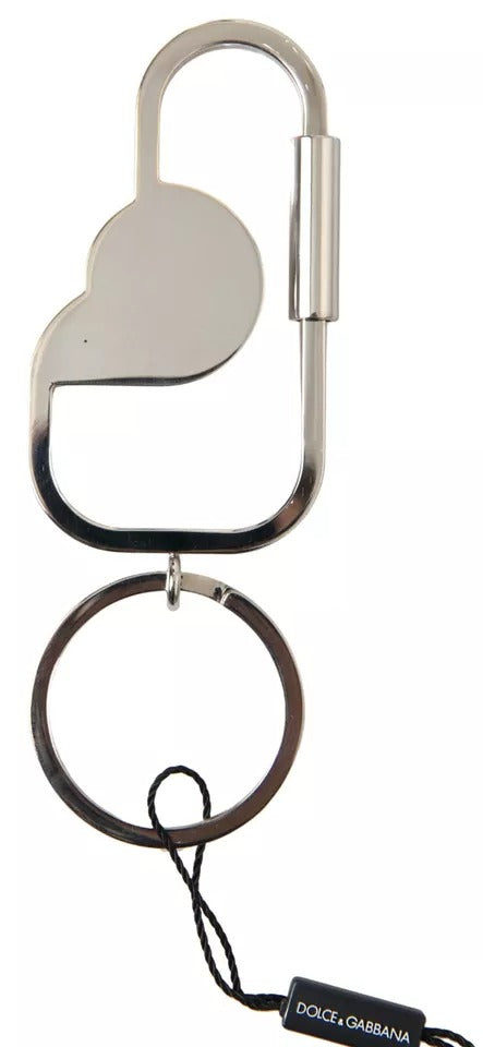 Dolce & Gabbana Silver Tone Brass Metal Dg Logo Engraved Keyring Keychain
