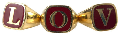 Dolce & Gabbana Gold Brass Love Enamel Set Of 3 Ring