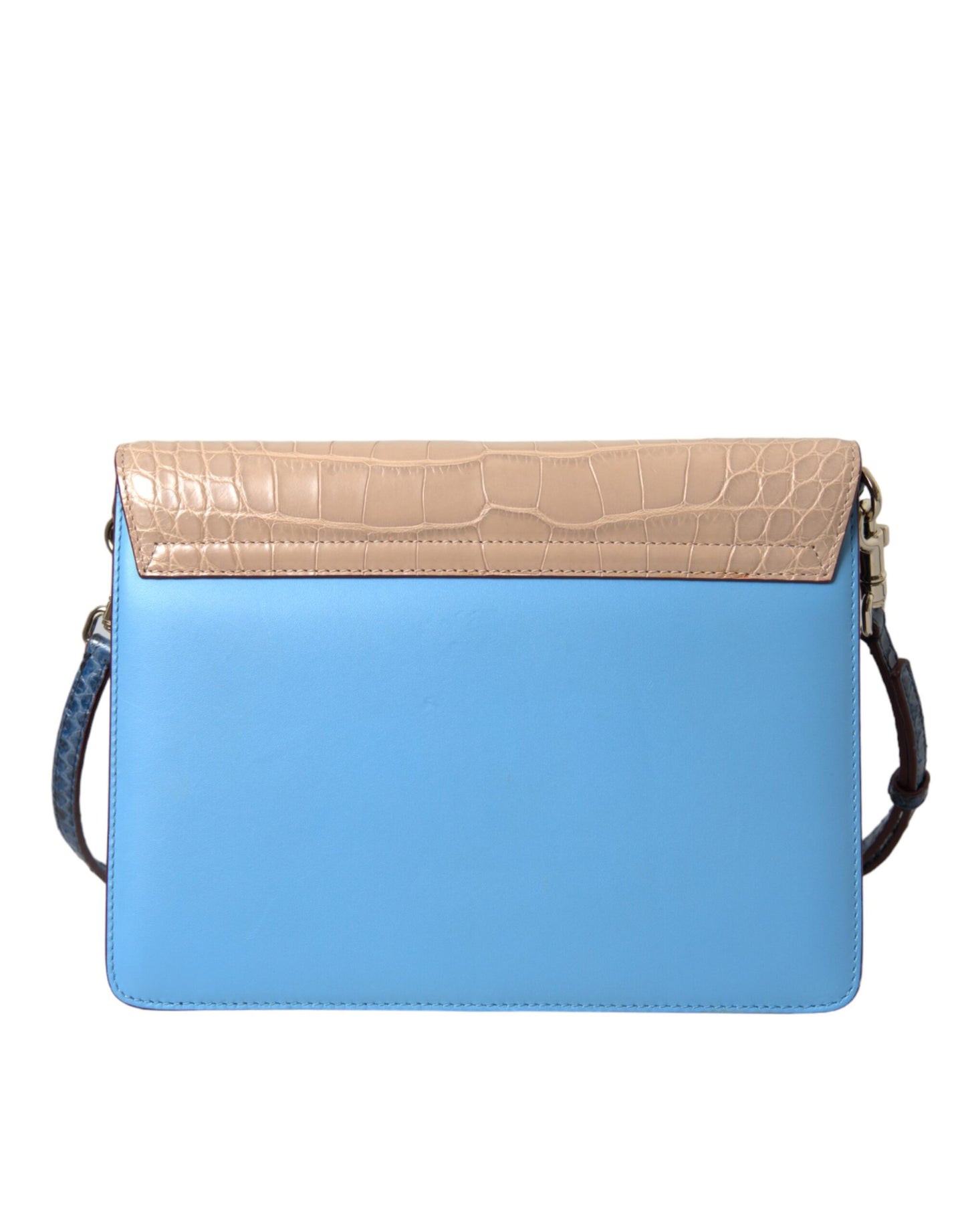 Dolce & Gabbana Blue Beige Exotic Leather Lucia Crossbody Purse Bag