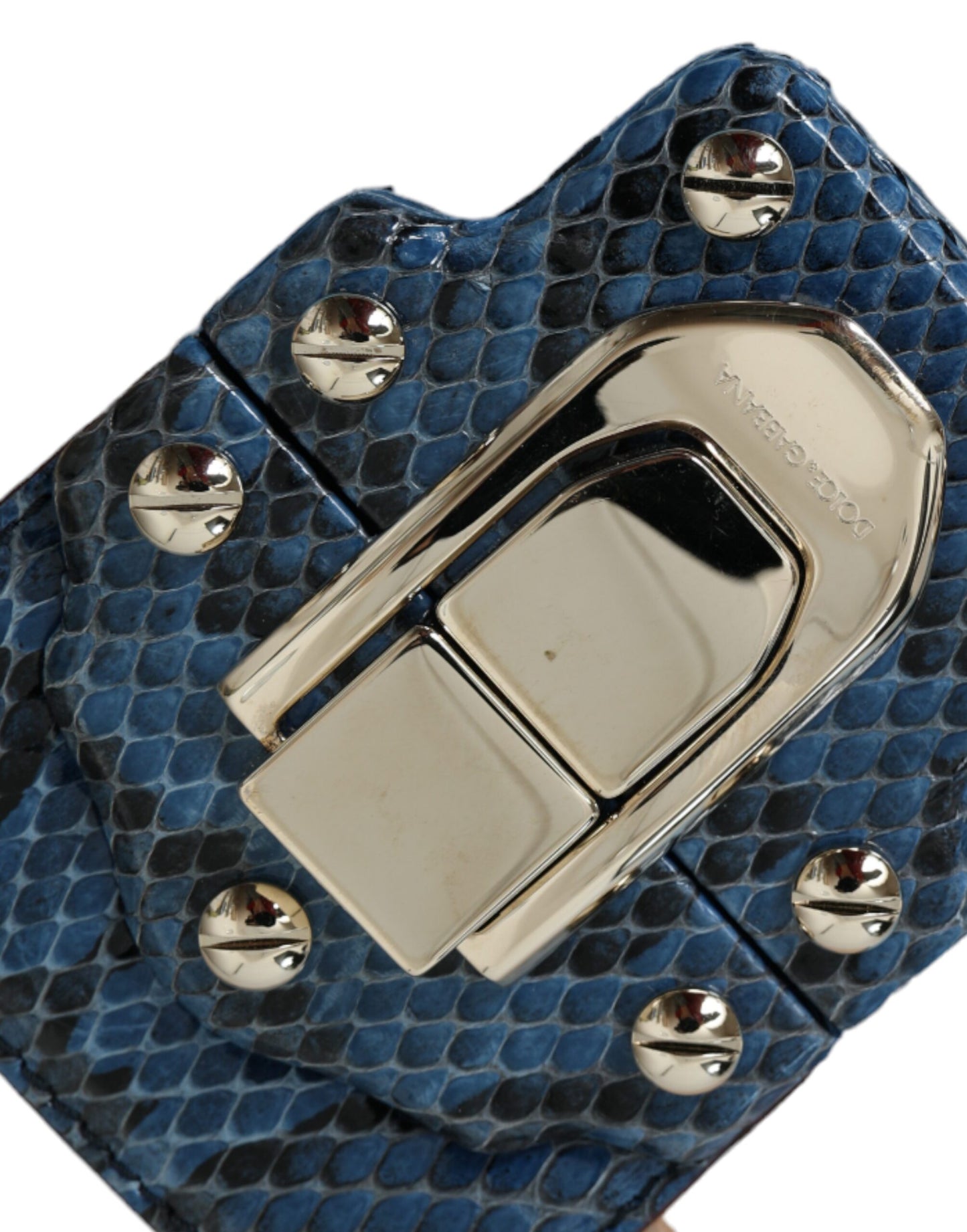 Dolce & Gabbana Blue Beige Exotic Leather Lucia Crossbody Purse Bag