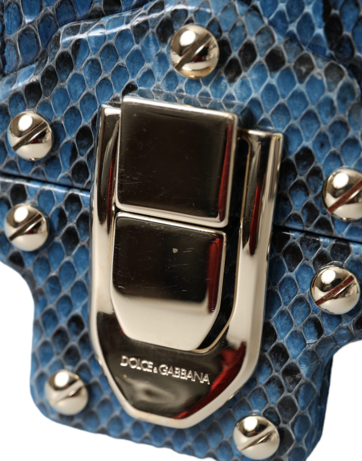 Dolce & Gabbana Blue Beige Exotic Leather Lucia Crossbody Purse Bag