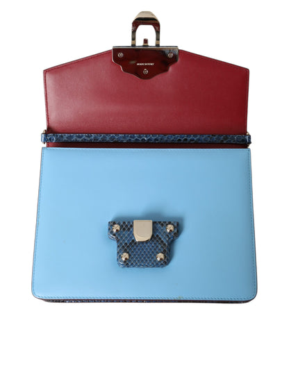 Dolce & Gabbana Blue Beige Exotic Leather Lucia Crossbody Purse Bag