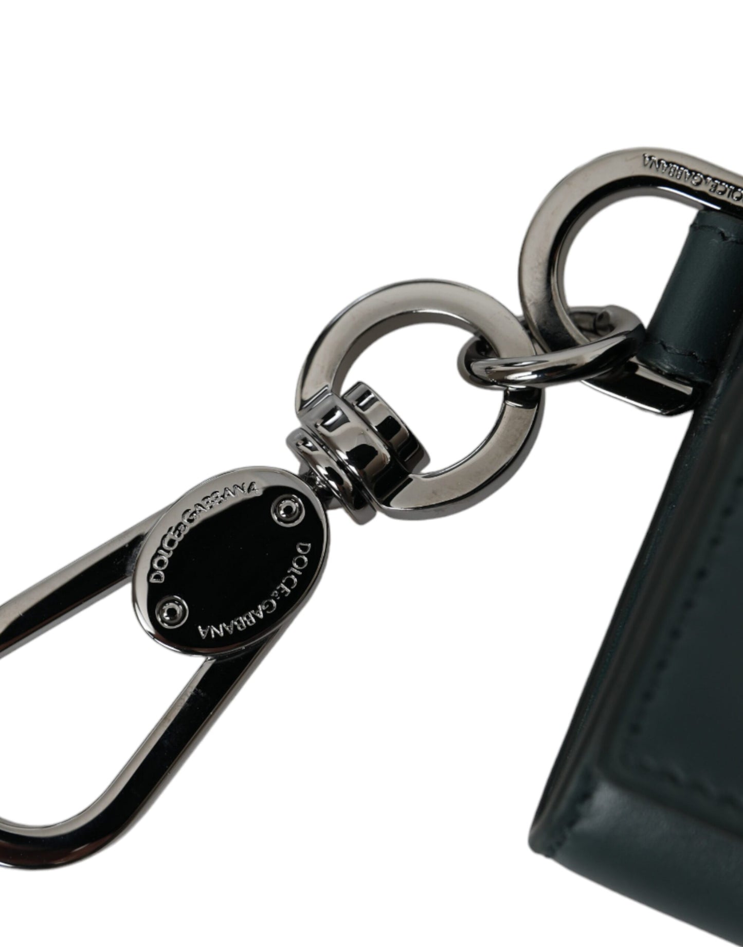 Dolce & Gabbana Green Leather Dg Logo Keyring Coin Purse Keyring Wallet