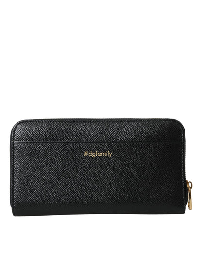 Dolce & Gabbana Black Blue Leather #Dgfamily Zipper Continental Men Wallet