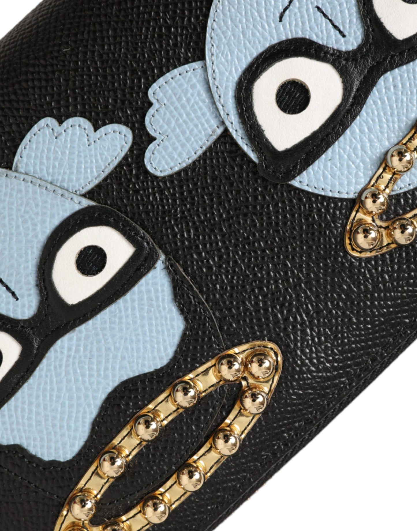 Dolce & Gabbana Black Blue Leather #Dgfamily Zipper Continental Men Wallet