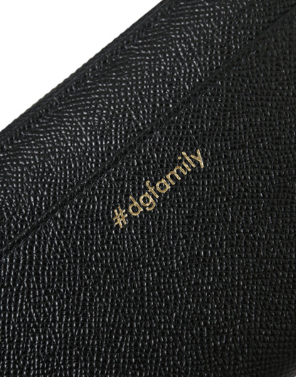 Dolce & Gabbana Black Blue Leather #Dgfamily Zipper Continental Men Wallet