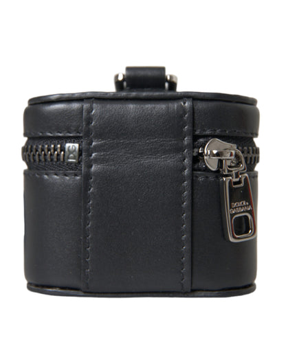 Dolce & Gabbana Black Dg Logo Leather Silver Metal Airpods Case