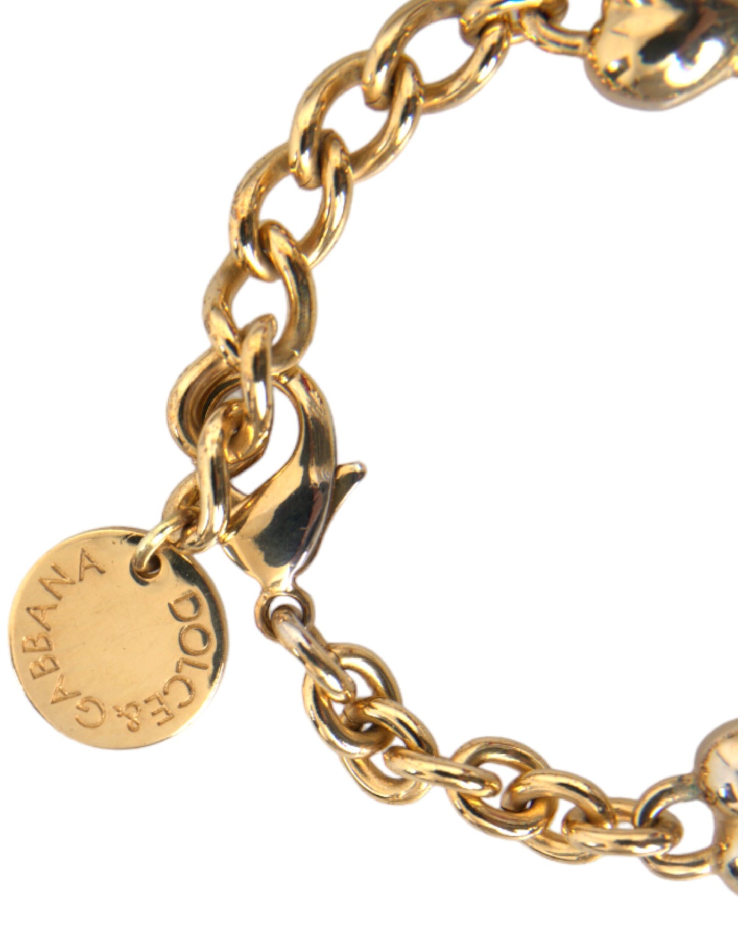 Dolce & Gabbana Gold Tone Brass Chain My Dog Heart Bracelet