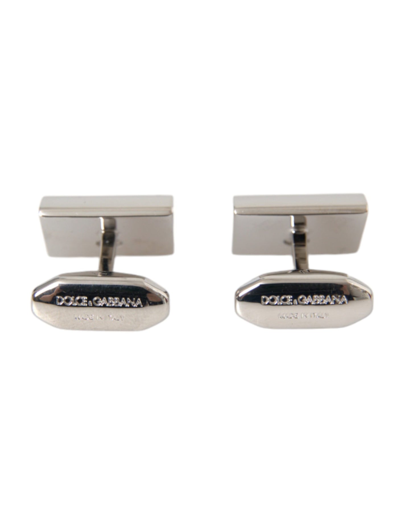 Dolce & Gabbana Silver Plated Metal Brass Dg Logo Pin Cufflinks