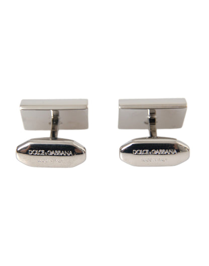 Dolce & Gabbana Silver Plated Metal Brass Dg Logo Pin Cufflinks