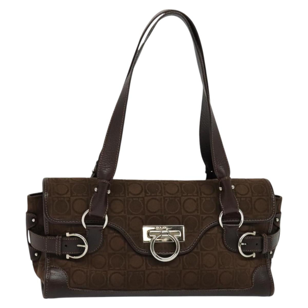 Salvatore Ferragamo Brown Leather Gancini