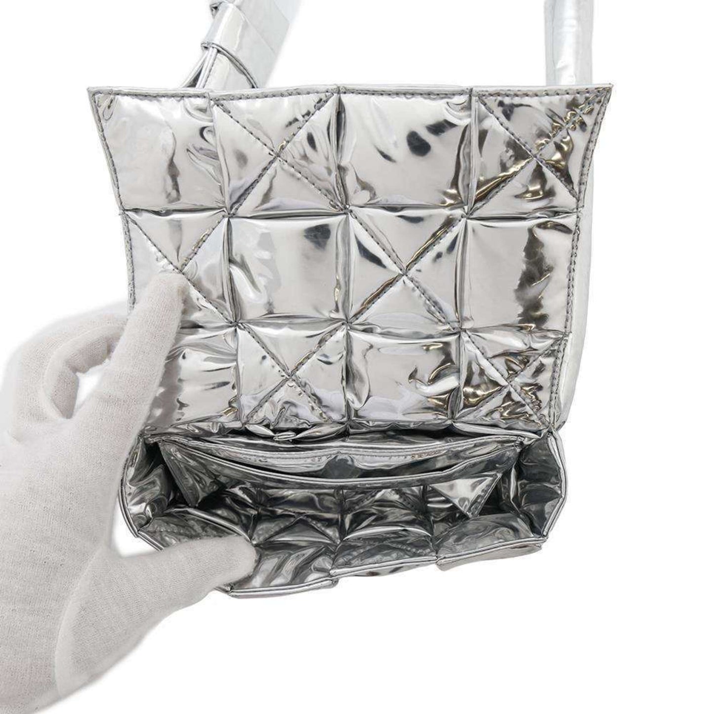 Bottega Veneta Silver Patent Leather Cassette