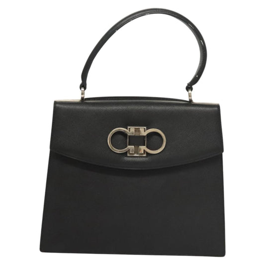 Salvatore Ferragamo Black Leather Gancini
