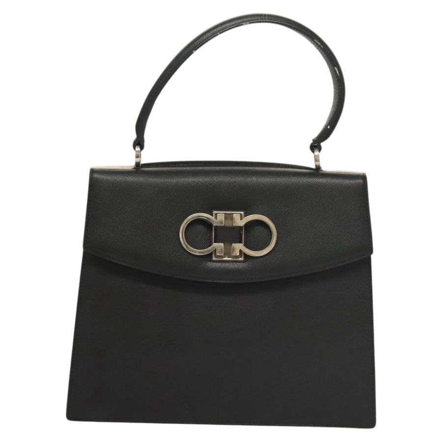 Salvatore Ferragamo Black Leather Gancini