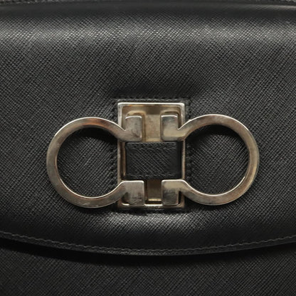Salvatore Ferragamo Black Leather Gancini