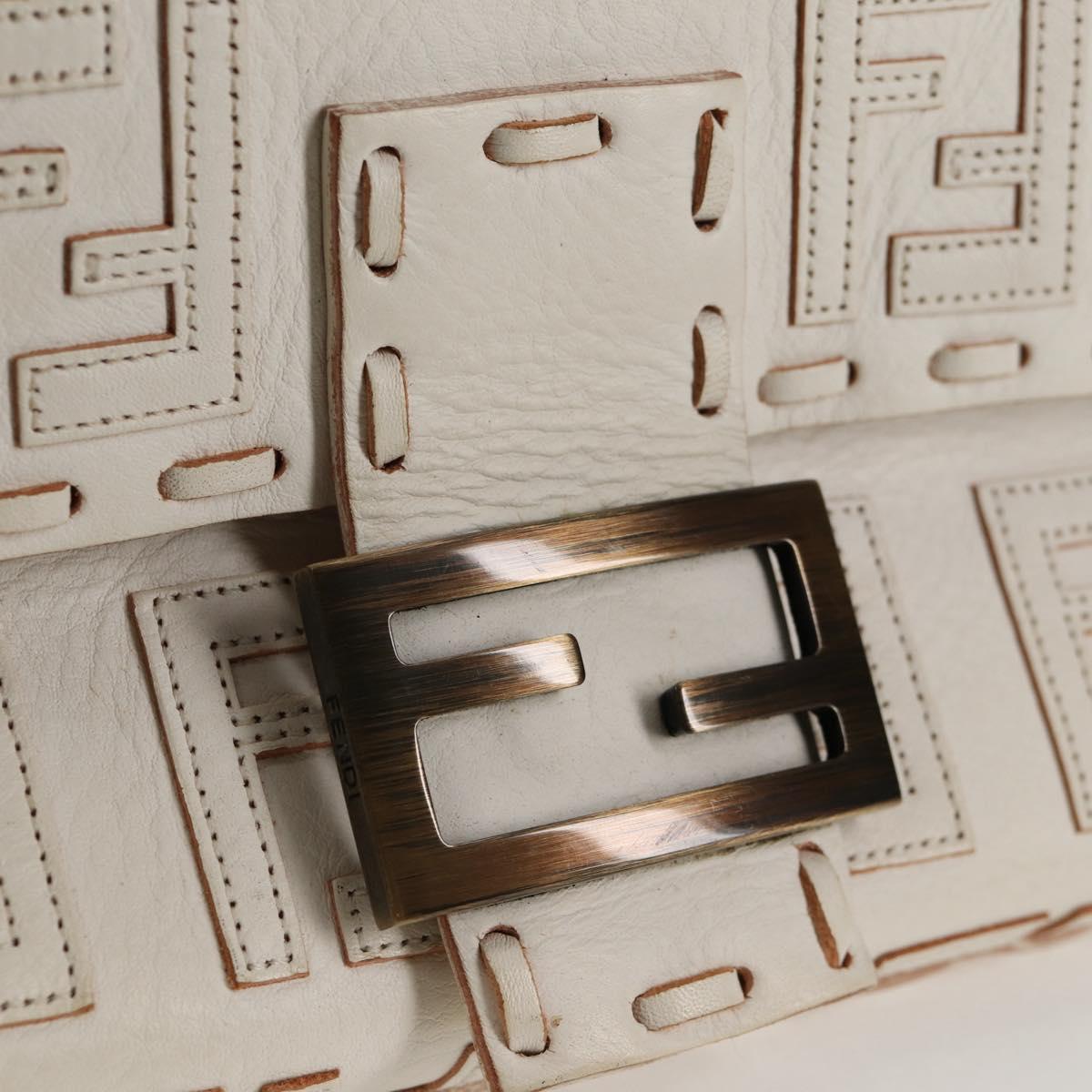 Fendi White Canvas Baguette